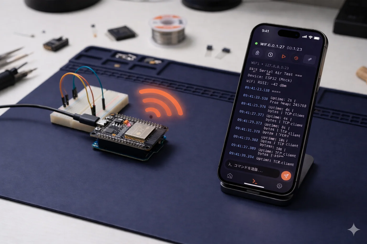 Serial Air wireless serial monitor workspace with ESP32